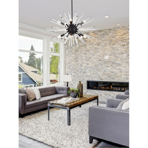 Sienna 36 Inch Crystal Rod Pendant In Black